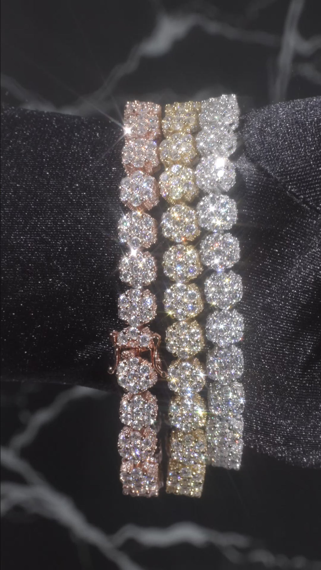 White Gold Moissanite Flower Bracelet – 14K White Gold Plated Sterling Silver