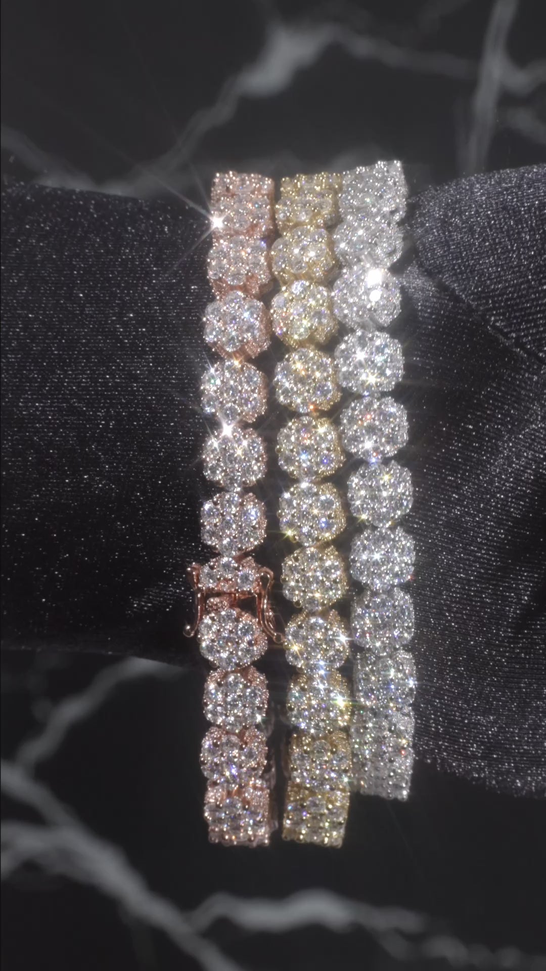 White Gold Moissanite Flower Bracelet – 14K White Gold Plated Sterling Silver