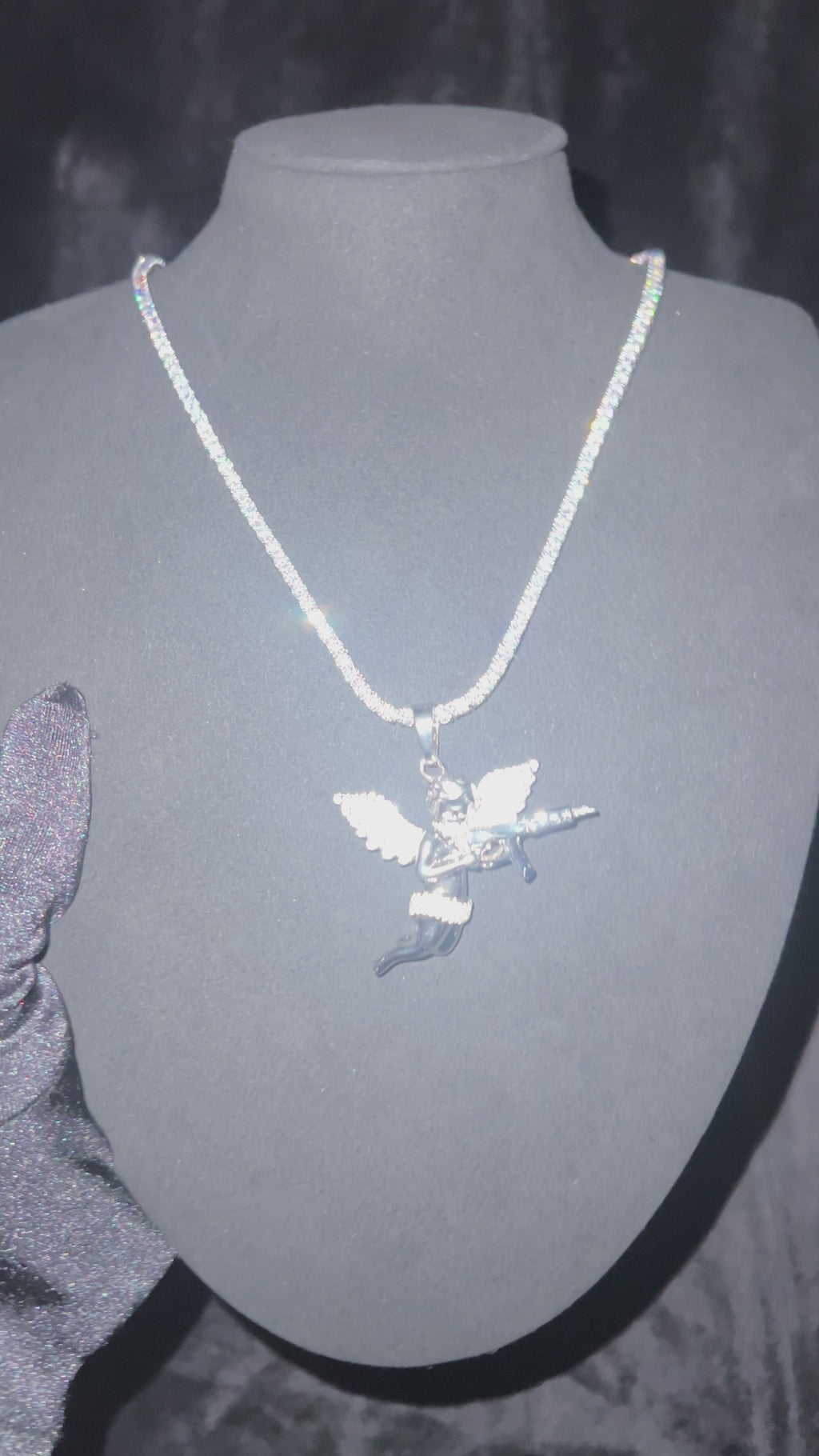 Bad Angel Pendant – 14K White Gold Plated Moissanite Pendant
