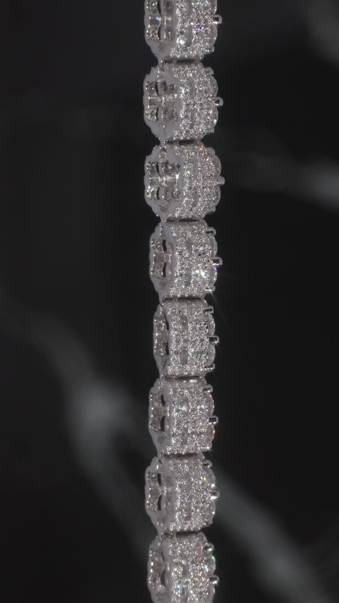 White Gold Moissanite Flower Bracelet – 14K White Gold Plated Sterling Silver