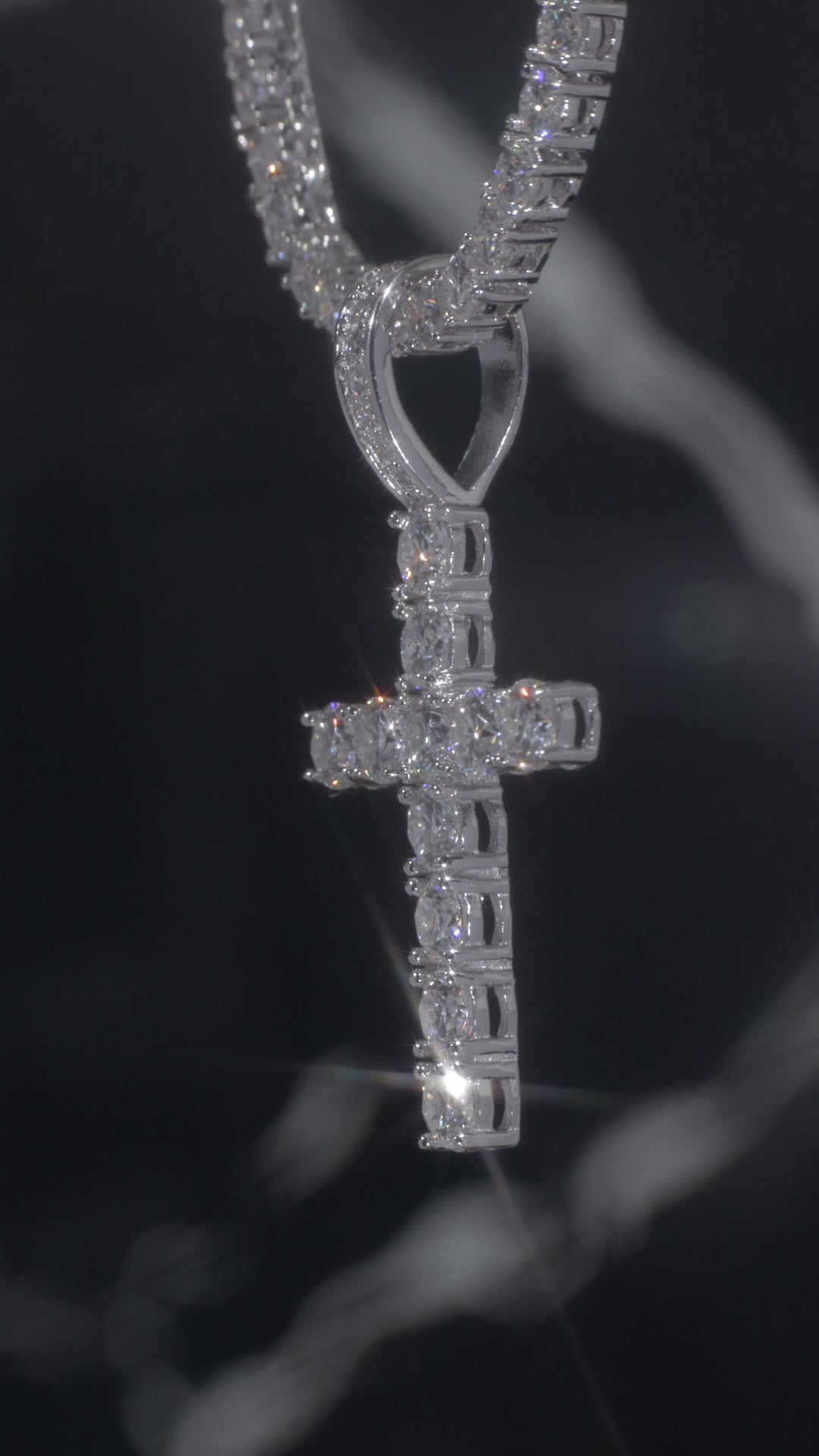 Apollo's Faith Cross Pendant – 14K White Gold Plated Moissanite Cross