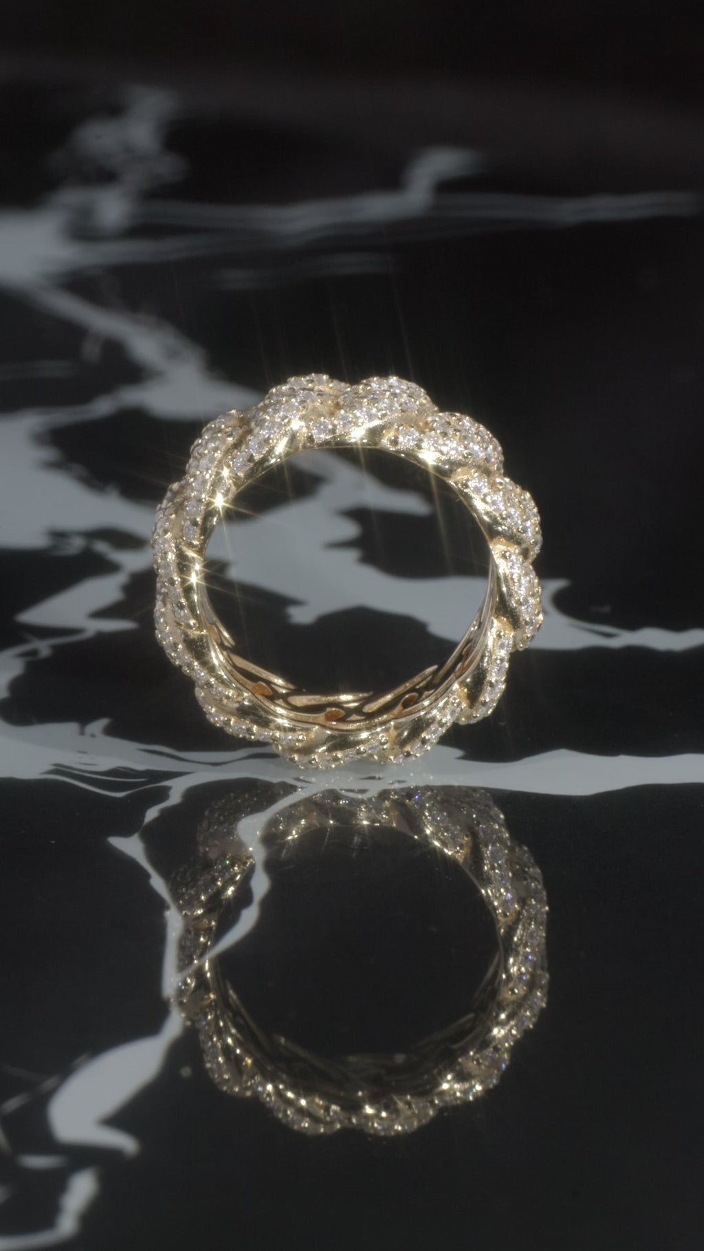 Cuban Moissanite Ring – 14K Yellow Gold Plated Sterling Silver
