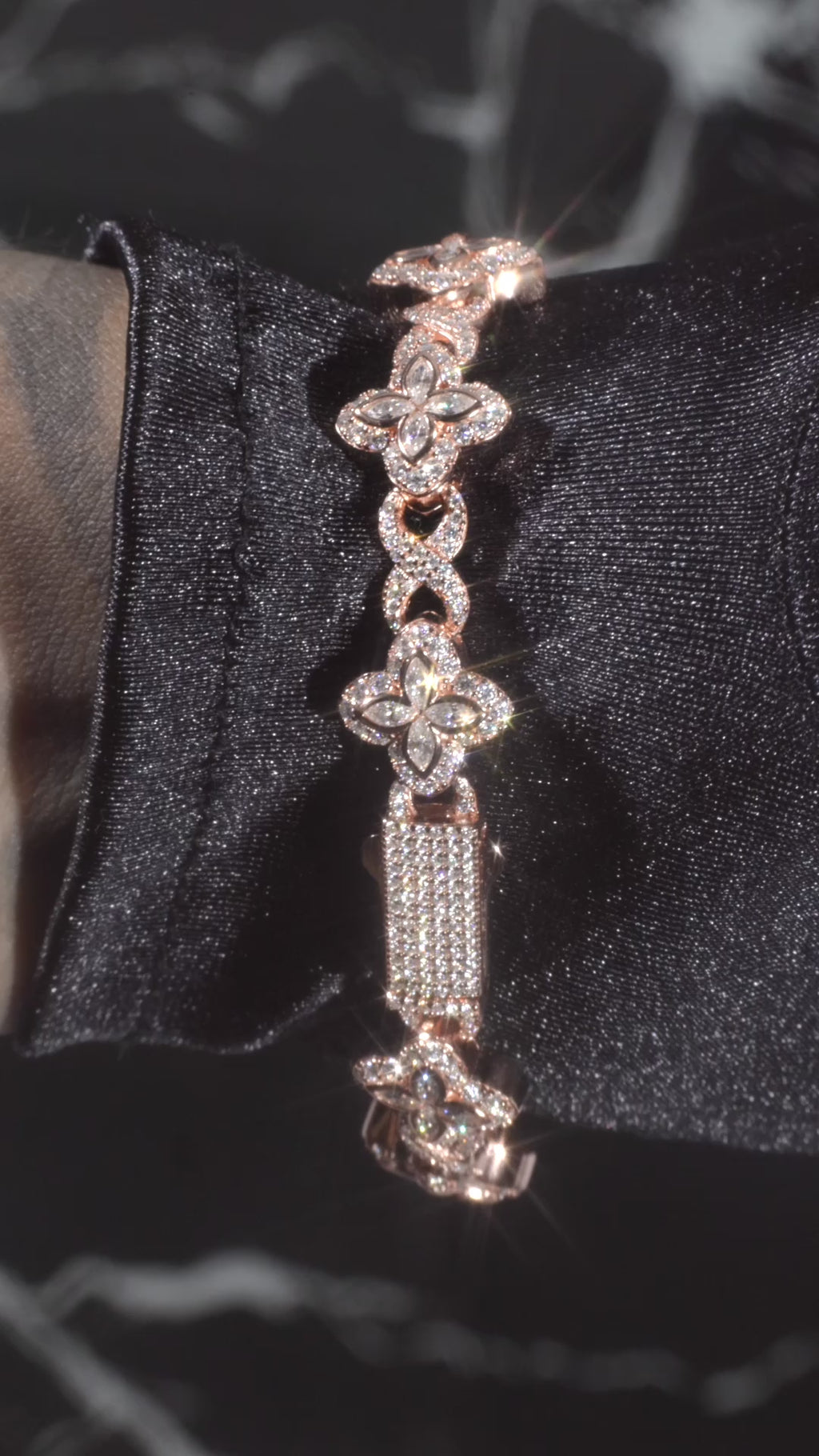 Fortuna Clover Bracelet – 14K Rose Gold Plated Moissanite Bracelet