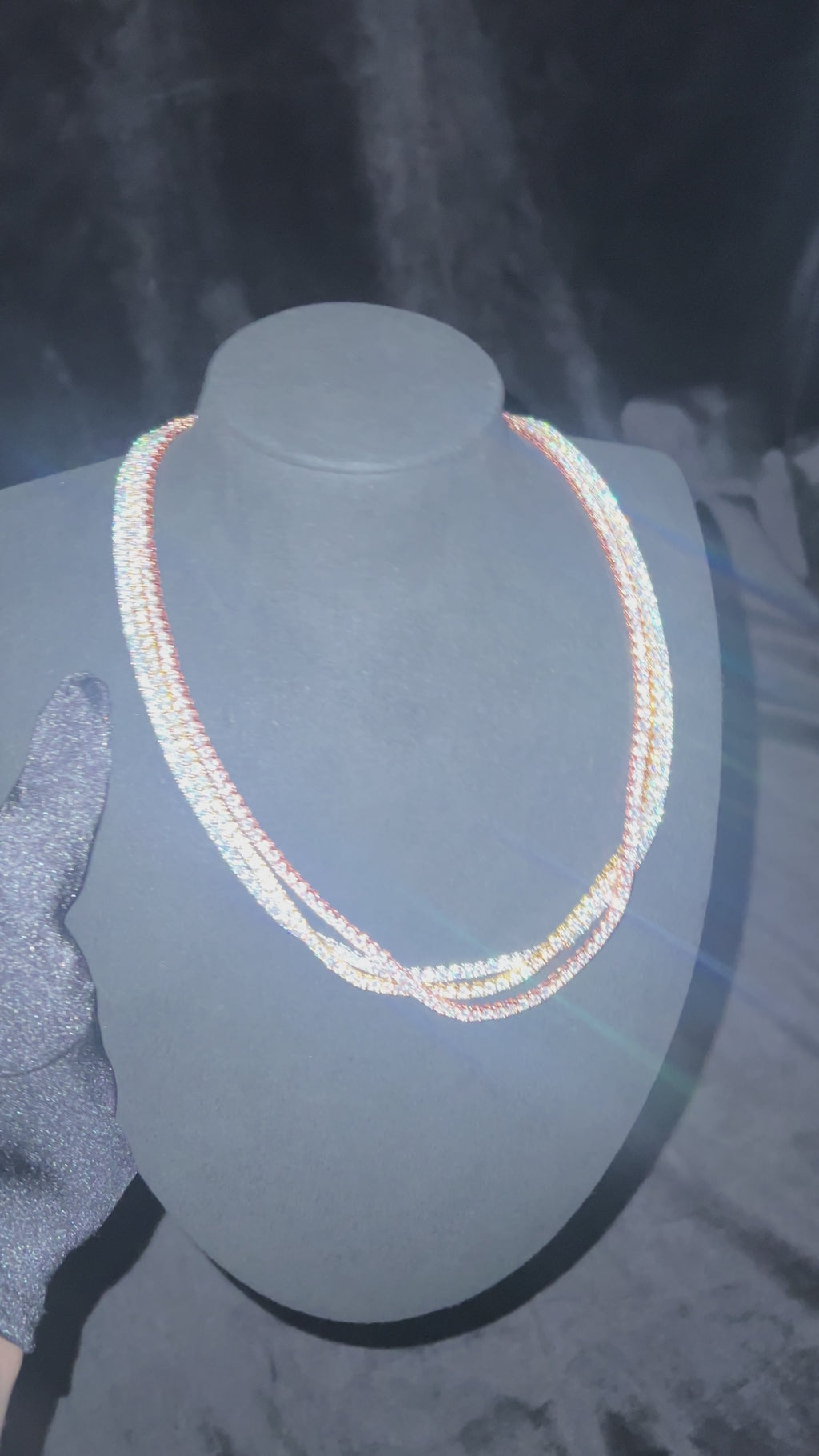 3mm White Gold Moissanite Tennis Necklace – 14K White Gold Plated Sterling Silver