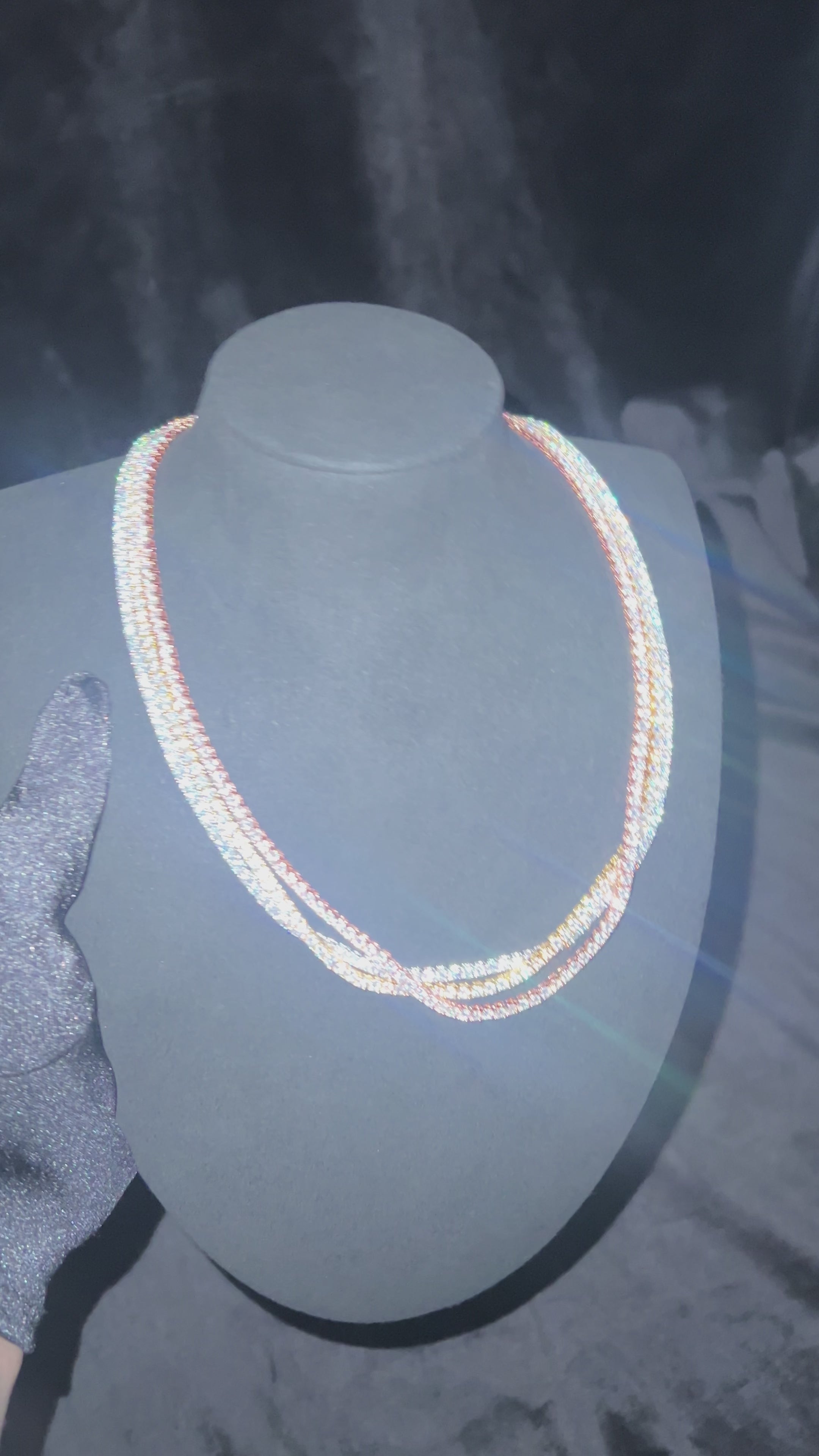 3mm White Gold Moissanite Tennis Necklace – 14K White Gold Plated Sterling Silver