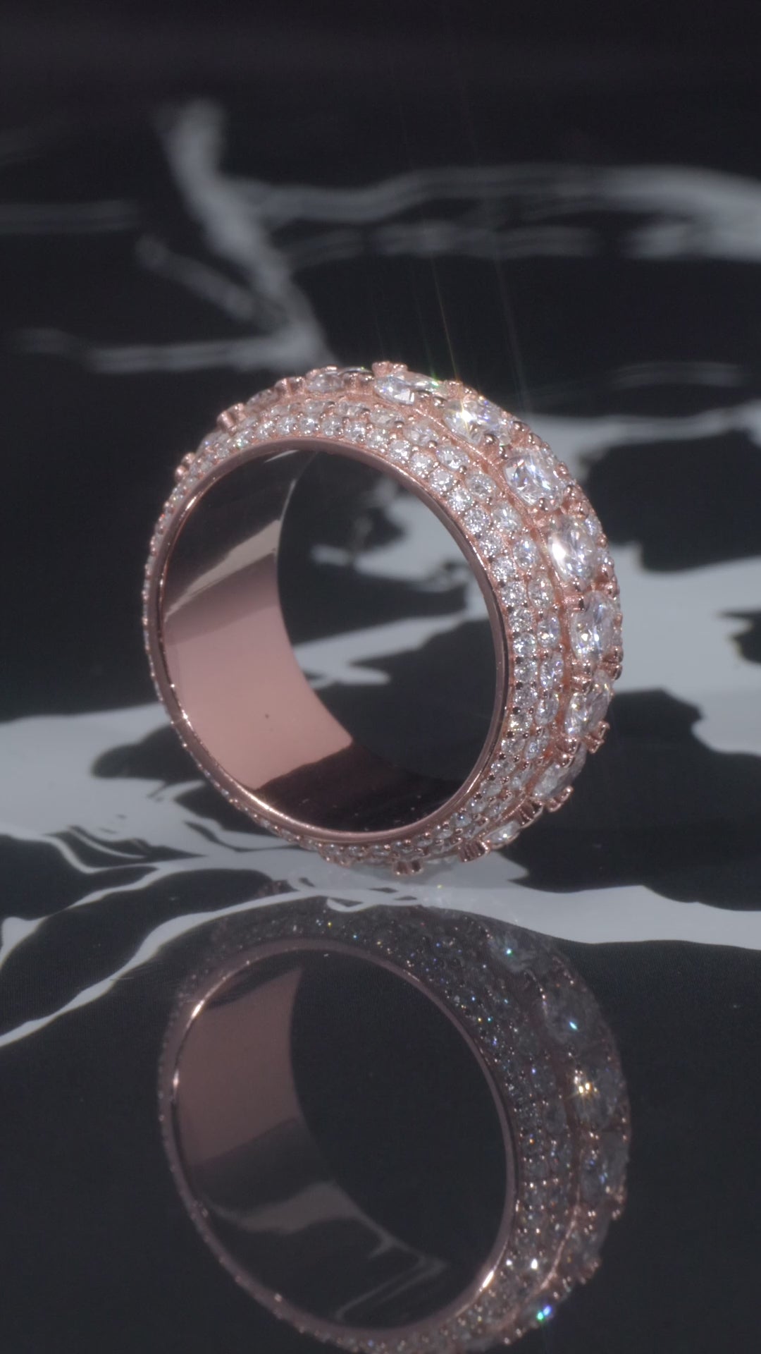 The "GLACIER" Rose Gold Full Diamond Band Ring