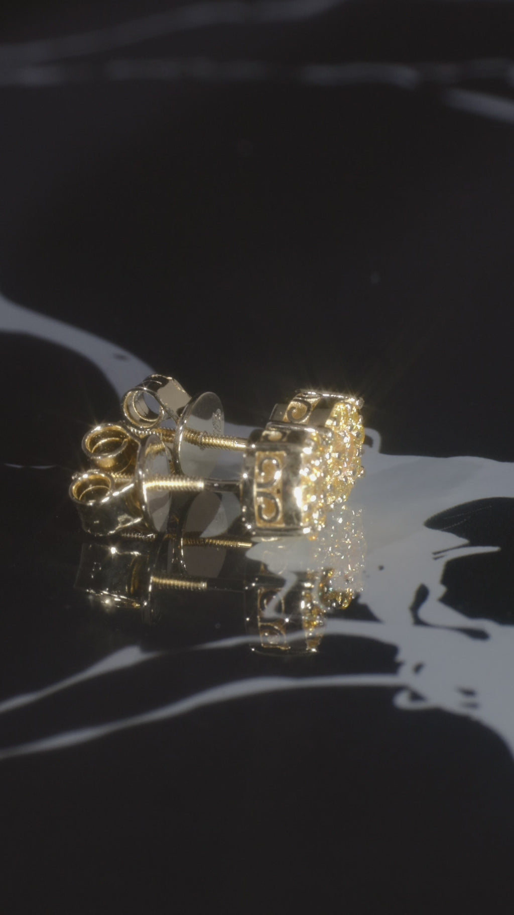 Sunstruck Yellow Gold Canary Moissanite Cluster Earrings – 14K Yellow Gold Plated Sterling Silver